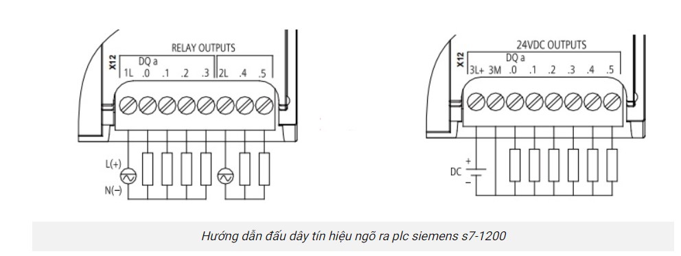 Cách đấu nối đầu ra PLC Siemens S7 1200