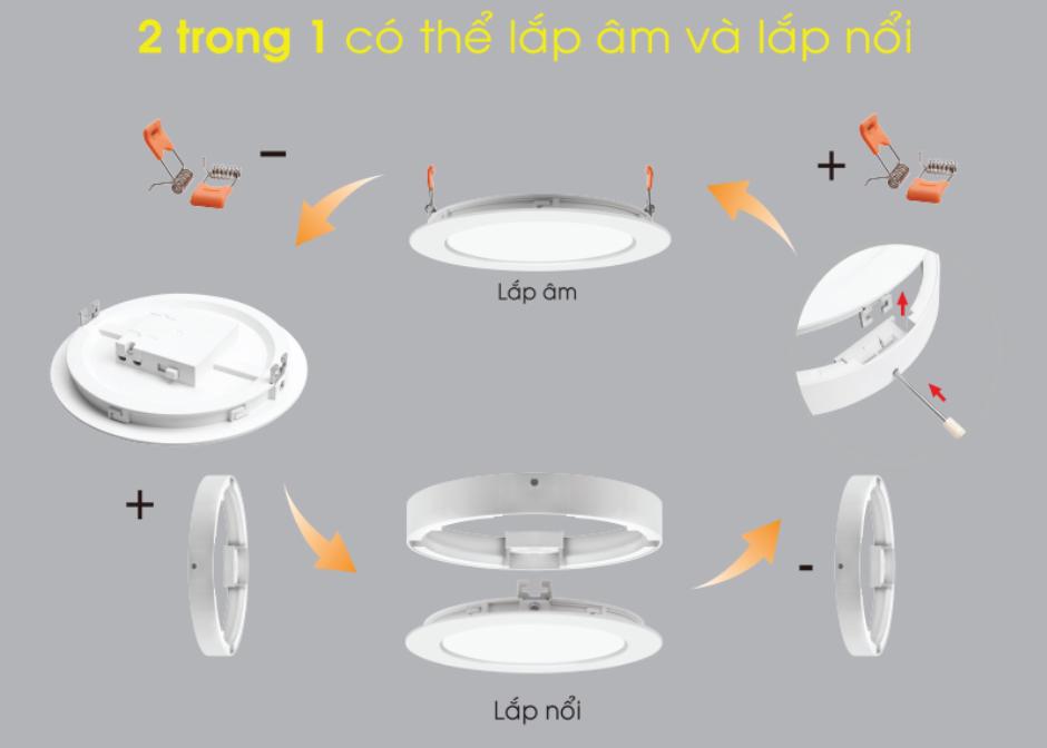 Cách lắp âm lắp nổi cho đèn LED âm trần